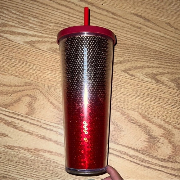 Starbucks Other - Starbucks red & silver sequin ombré 24 oz tumbler